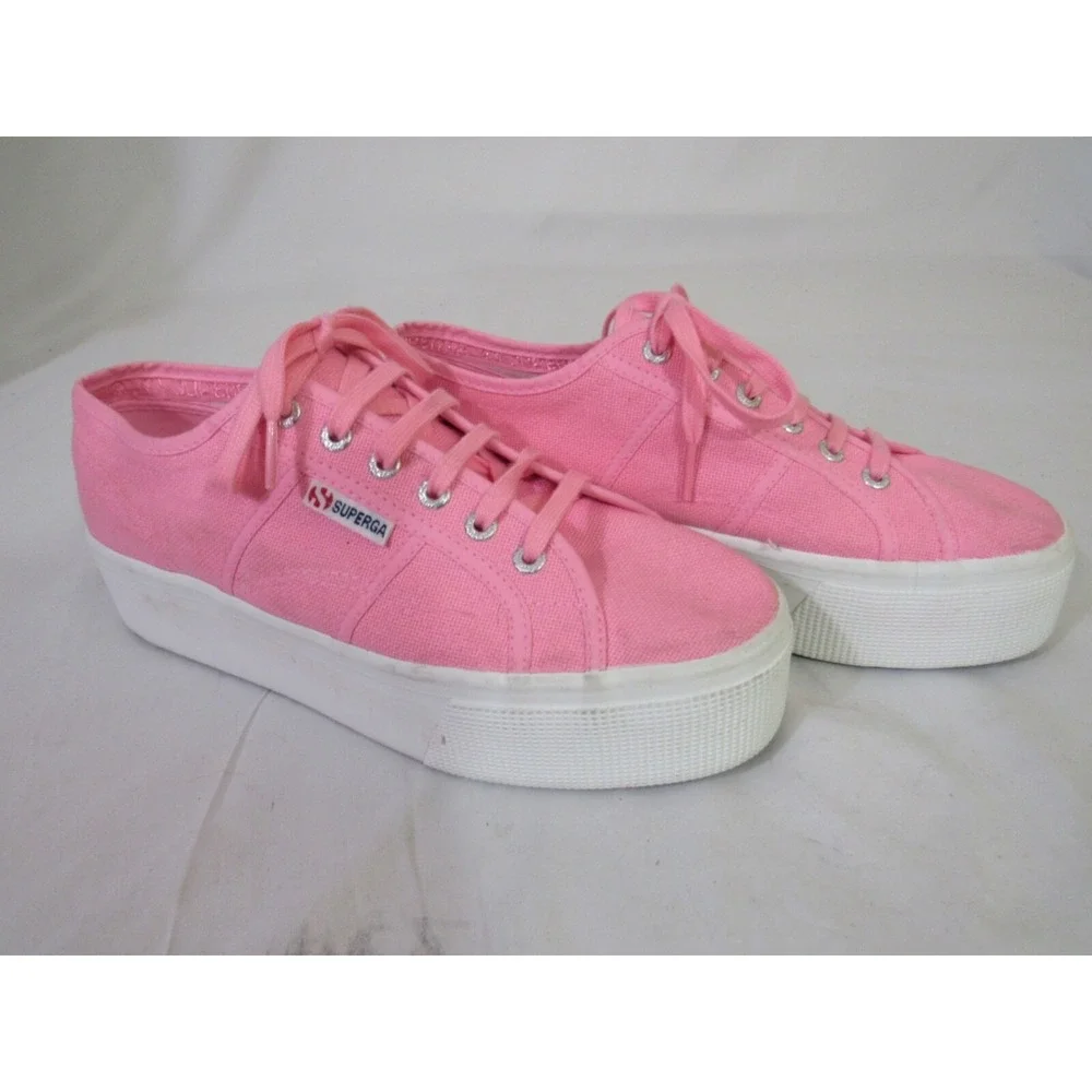 Superga S9111LW Pink-White Sneakers Platform Up And Down -‎ Sz 9.5 Eu 41